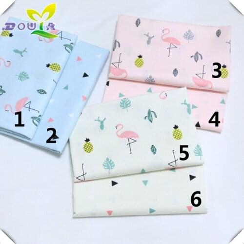 Summer is hand-made cotton cotton sheet package is pineapple cloth fabric pajamas cartoon Flamingo