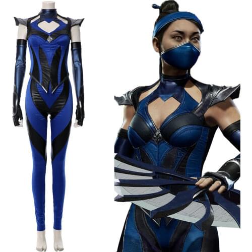 Mortal Kombat 11 Kitana Kahn Cosplay Face Mask MK 11 Princess Kitana Costume Game Adult Halloween Costumes for Women