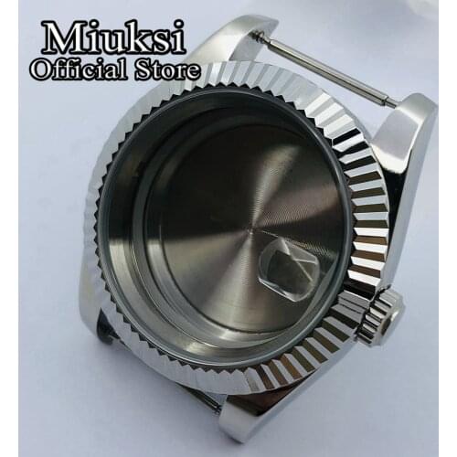 Miuksi 36mm/40mm silver case sapphire glass date window fit NH35 NH36 ETA2836 Miyota 8205 8215 821A Mingzhu DG2813 3804 movement