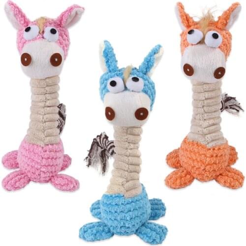 Cartoon Stuffed Plush Dog Small Pets Squeak Toy Cute Animal Shape Funny Fleece Whistling Involved Squirrel Cat Soft Clean Teeth