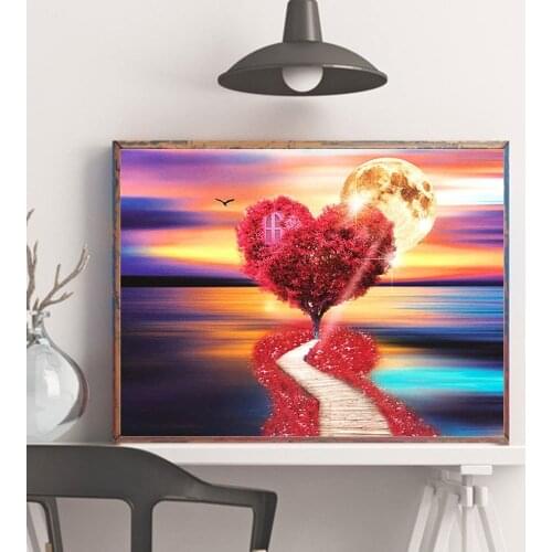 5D Diamond Painting Kits Heart Tree Mosaic Picture Poured Glue DIY Embroidery Full Drill Art Craft Gift Home Decor