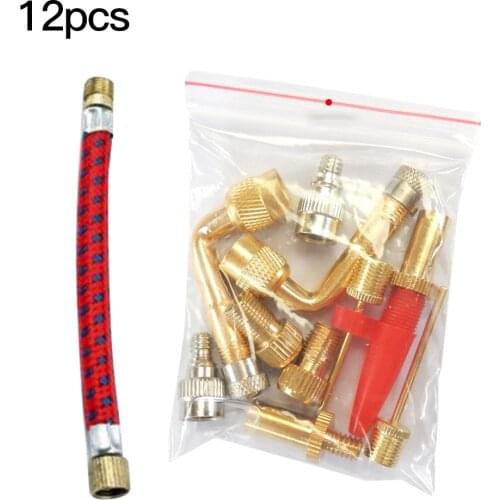 12pcs Football Brass Valve Converter Kit Basketball Air Bump Ball Pressure Inflation Tool Random Pump Accessories