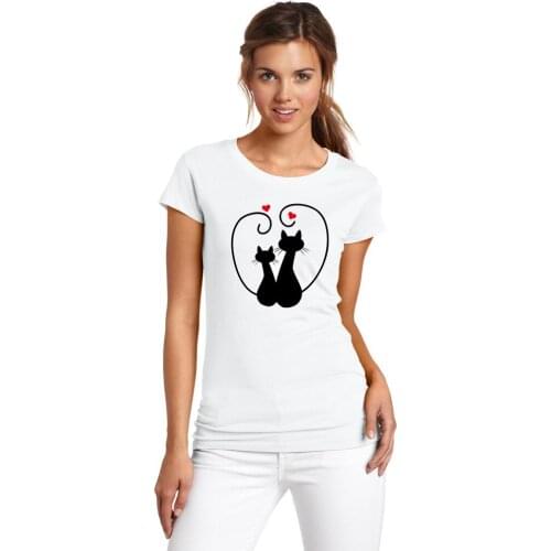 Originality Cool Black Love Cats 3D T-shirts for Women Lovely Cartoon Cute Female T Shirt Brand Good Quality Breathable Top
