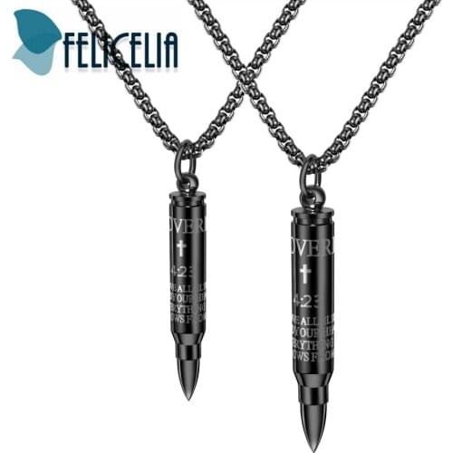 Felicelia Bible Proverbs 4:23 Bullet Pendant Necklace Men Women Stainless Steel Urn Necklace For Ashes Memorial Jewelry 3 Colors