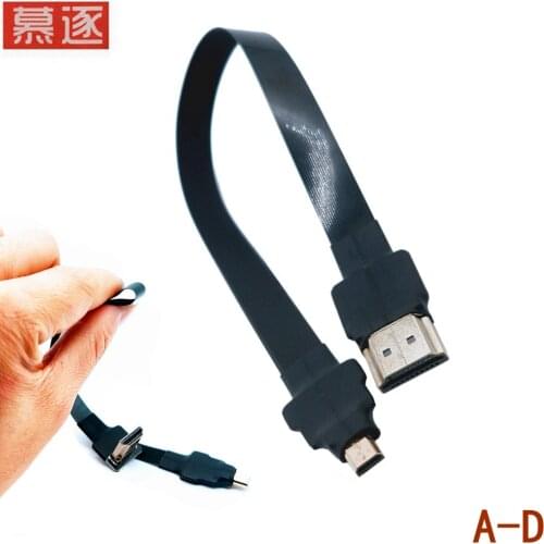 0.05M-1M FPV HDMI-compatible Type A Male to micro HDMI Male HDTV FPC Flat Cable for Multicopter Aerial Photography