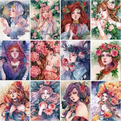 Full Square/Round 5D Diy Diamond Painting Cartoon Girl Portrait Diamond Embroidery Cross Stitch Kit Rhinestones Mosaic Kit Decor