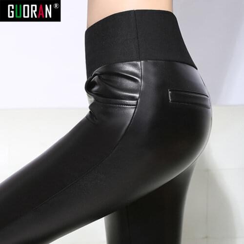 Plus size 6XL Winter pants Woman Faux Leather Trousers Velvet high waist Thicken Casual Legging Skinny Pencil Pants for work