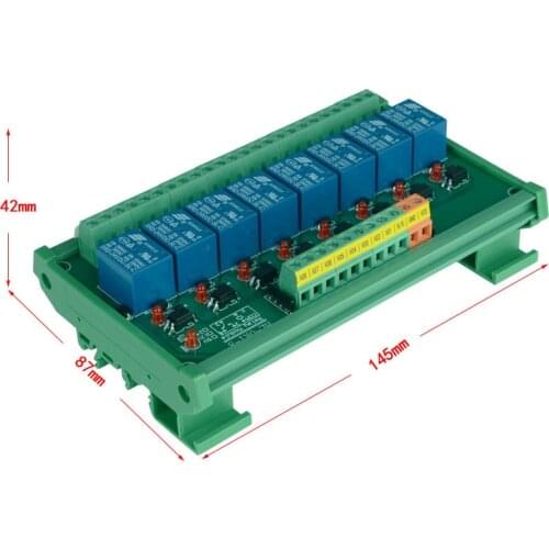 8 channel Trigger Voltage Relay Module PLC realy module optocoupler relay module DIN rail mounting. PLC control module