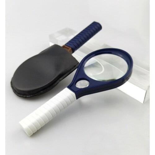Hand-Held Magnifier Reading with Leather Case Magnifying Glass Portable Pocket Double Mirror