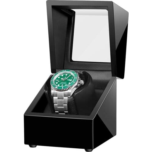 Black Color Single Watch Winder for Automatic Watches Watch Collector Box Storage Battery Support