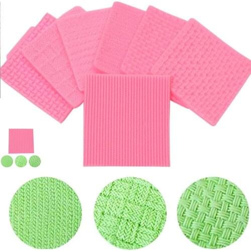 Sweater Fabric Knitting Texture Bark bricks Fondant Cake Biscuits Embossed Pad Decorating Lace Mat Tool Silicone mold