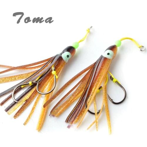 TOMA 3PCS/lot TOMA Spoon Lure Hooks Fishing Lures Silicone Squid Fishing Hook 10cm 13cm Bass Lure Fishhook Ocean Boat Fishing