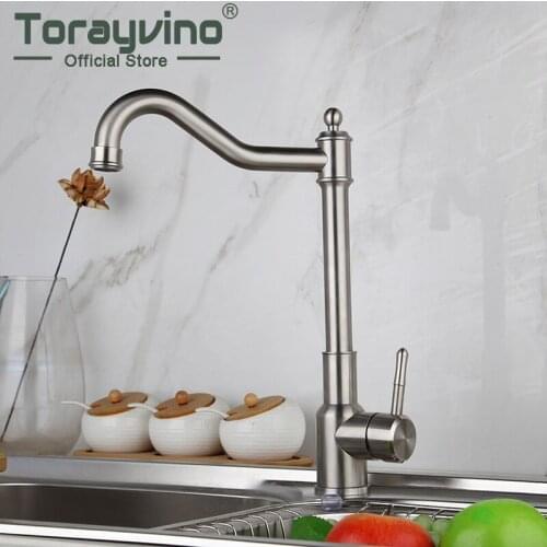 Torayvino Nickel Brushed Kitchen Sink Faucet Swivel Roatate Basin Faucets Deck Mounted Cold And Hot Water Mixer Tap