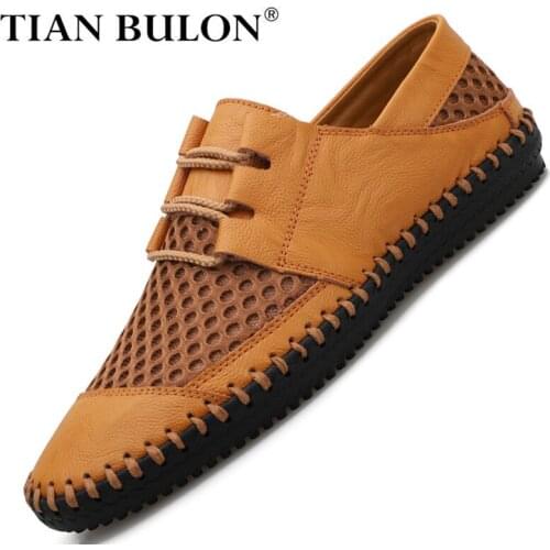 Summer Men Casual Shoes Breathable Mens Sneakers Hand Made Loafers Leather Men Moccasins Luxury Driving Shoes Zapatos Hombre