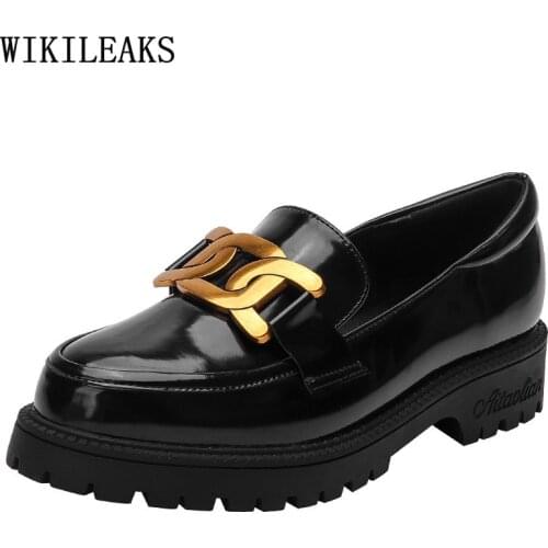 Oxford Shoes for Women Platform Loafers Women Patent Leather Korean Fashion Slip on Shoes for Women Leather Casual Shoes Zapatos