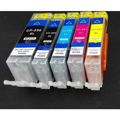 XIMO 5Pieces Compatible ink cartridge for PGI-250BK CLI- 251BK C M Y ,for Canon ip7220 MG5420 MG7120 MG6420 Printer