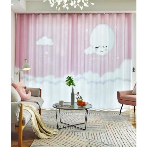 Custom curtains childrens room girl curtains bedroom pink princess style cute cartoon curtain kids bedroom shading