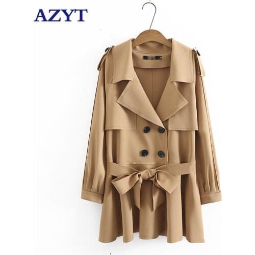 AZYT Autumn Winter Mid Long Female Jacket Double Breasted Windbreaker Women Jacket With Belt 2021 Plus Size 3xl Coat Female