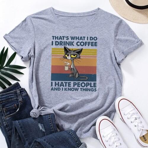 Cartoon Funny Women Graphic Tee Tops Plus Size S-5XL T-Shirt Cute Cat Print T Shirt 100%Cotton O Neck Short Sleeve Female Tshirt