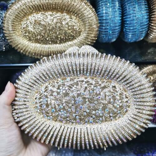 Women Blue Gold Yellow Evening Bags and Clutches Bags For Formal Dinner Ladies Party Crystal Handbags Bridal Wedding Bag Purses