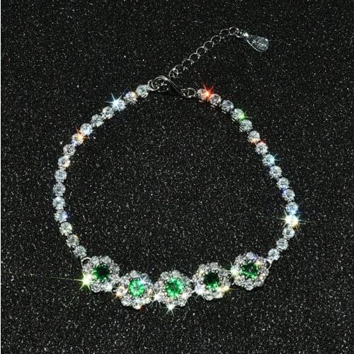 QTT Womens Luxury 925 Sterling Silver Tennis Bracelet Bangle Bling Cubic Zirconia Temperament Chain Party Birthday Fine Jewelry