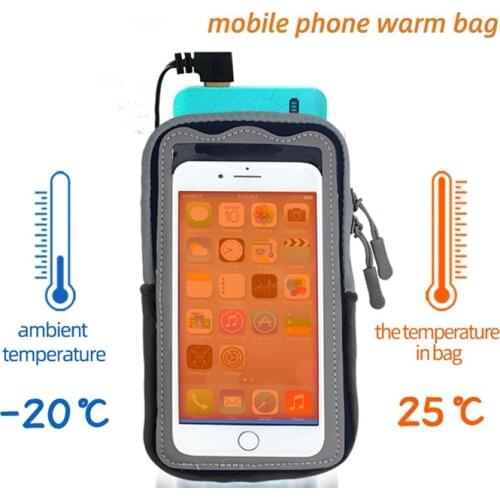 4-7inch Winter Electric Heated Gloves Phone Heater Bag Multifunctional Antifreeze Case for Outdoor Sport