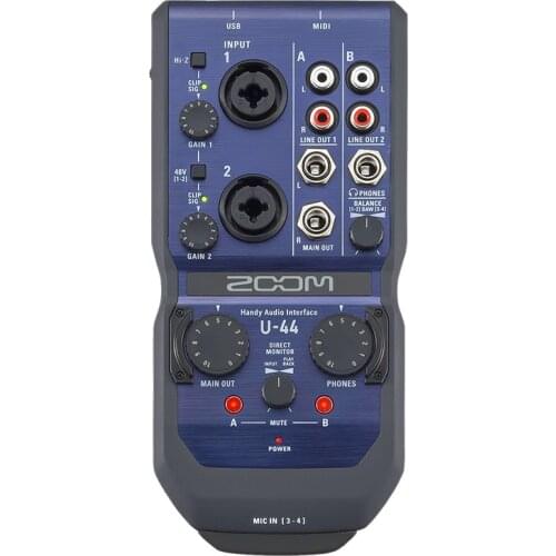ZOOM U-44 Handheld Portable USB Recording Audio Interface sound card 4 In 4 Out U44 for network computer live broadcast