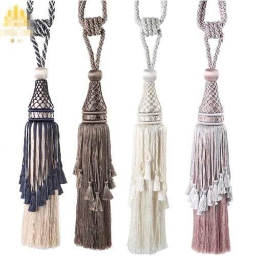 1 pair tieback luxury hanging ball tied tassel hanging spike strap braided rope simple modern tie tape back N327
