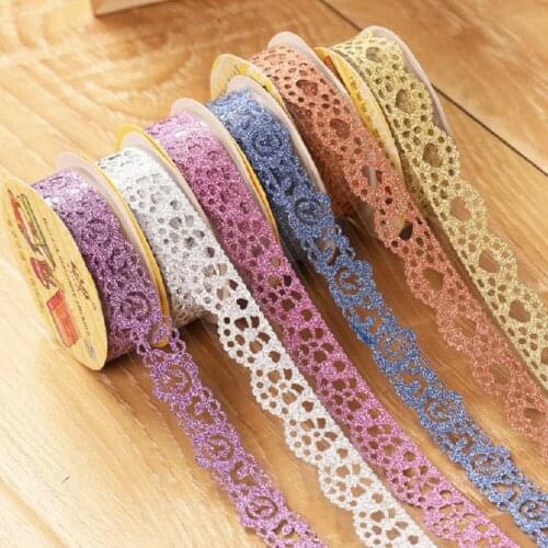 1 Roll Tape Exquisite Glitter Lace Style Showy DIY Sticker for Diary