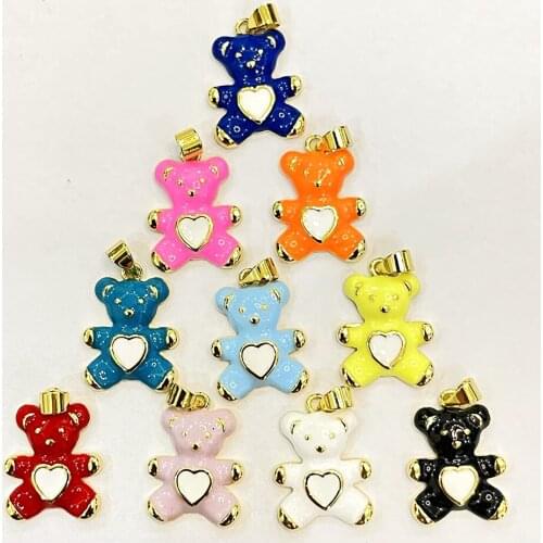 10Pcs Handmade Cute Enamel Pendant Multi Colored Animal 3D Jewelry Accessories For Women Candy Colorful DIY Earrings Necklace