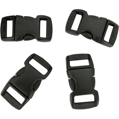 100pcs/Pack 0.43 Inch (11mm)Contoured Curved For Paracord Bracelet & Dog Harness Plastic Buckle Black Backpack Straps Webbing