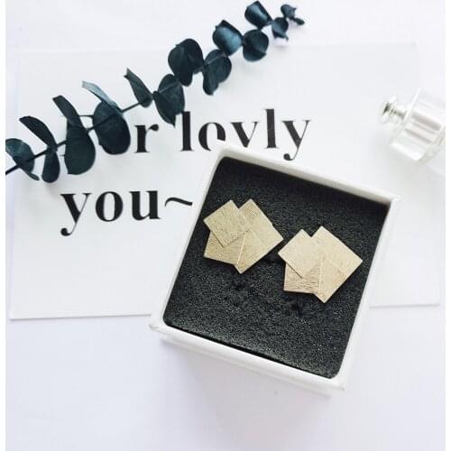 2018 new design exquisite metal square copper combination stud earrings Statement earring for Girls gift for woman