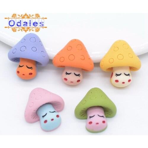 30Pcs/lots DIY Hair Accessories 3D Smile Mushroom Cabochon Decoration Figurine Crafts Supplies Korean Cartoon Planar Resin