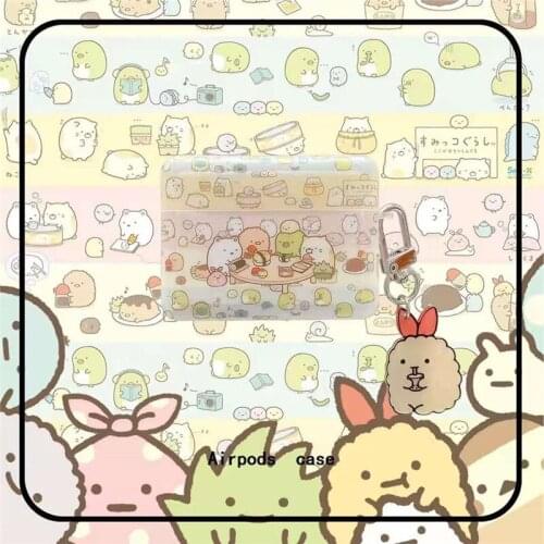 3D Cute Anime Sumikkogurashi Protective Case Cover for Airpods 1/2/pro Bluetooth Earphone Charging Box with Keychain