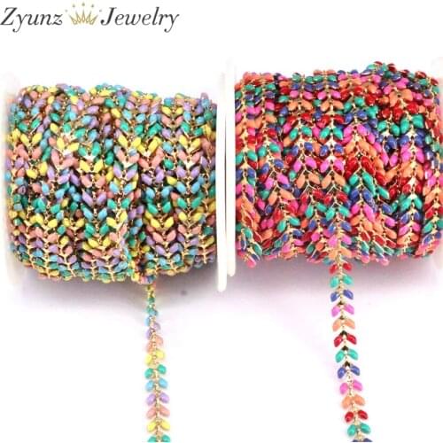 5 Meters, Jewellery Making Supplies Gold Plated Enamel Leaf Chain For Jewelry Making DIY Necklace Earrings Bracelets Chain