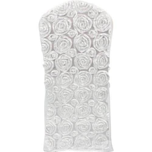 50pcs Spandex Wedding Rosette Chair Covers Lycra Stretch Hotel Event Banquet Chair Slipcovers With Satin Rose Flowers