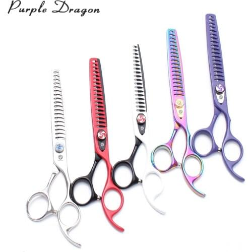 7.0'' Purple Dragon Professional Dog Scissors Pet Scissors Puppy Grooming Scissors 18 Teeth Fishbone Teeth Thinning Shears Z4004