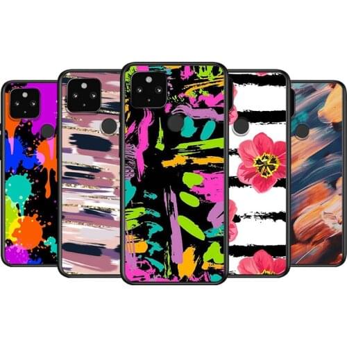 Watercolor Painting Soft TPU Silicone Black Cover For Google Pixel 5 4A 5G 4 XL Phone Case