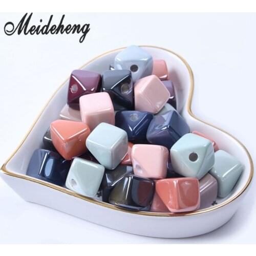 13mm Acrylic Frosted Square Beads for Jewelry Making Big Hole with glue Adult Hair rope Beads Needlework Children Toy Accessory