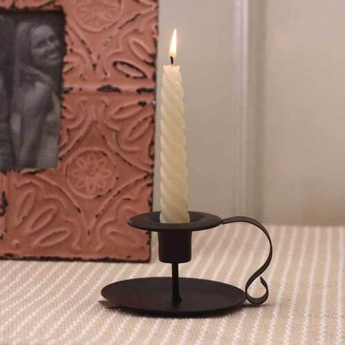 Black Candle Holders Iron European Style Candlestick Stand Vintage Retro Style Classic Look Taper Holder Matte For Wedding Party