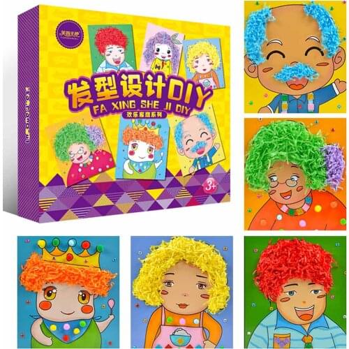 Childrens creative art handmade diy production materials package childrens hair ball paste painting hair design toys