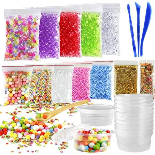 Kids Colorful Polystyrene Styrofoam Foam Balls Fruit Slice Fishbowl Beads Gold Confetti Slime Putty Clay Plasticine Filler Toy