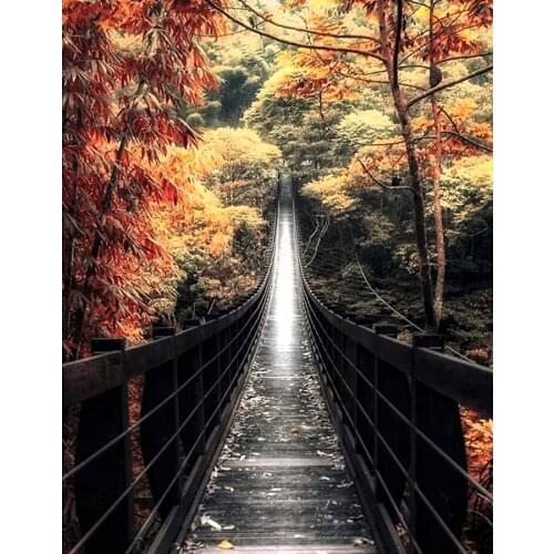 DIY,Diamond Embroidery,Photo custom, Autumn forest bridge,Diamond Painting,Cross Stitch,3D,Diamond Mosaic,Decoration,Christmas