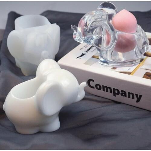 DIY Elephant Resin Mold Epoxy Mirror Three-dimensional Elephant Makeup Egg Storage Silicone Mold