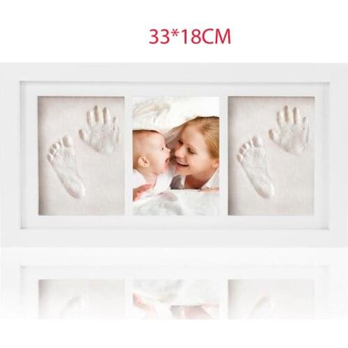 Handprint Photo Frame Baby Footprint Kit Gift Memory Growth Wooden Nontoxic Clay Home Decor Keepsake
