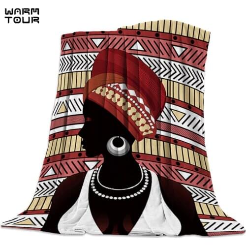 Geometic African Women Ethnic Printed Nap Blanket Soft Comfortable Velvet Plush Ethnic Blankets Warm Sofa Bed Sheets