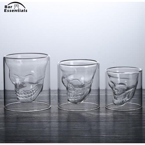Halloween Skull Double Transparent Glass Beer Cup For the Home Bar Beer Water and Party Hotel Wedding Glasses Gift Drinkware