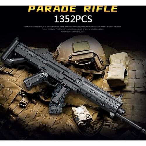 Simulation Modern military weapon building block ww2 parade Rifle shooting gun bricks boys toys with plastic bullets collection