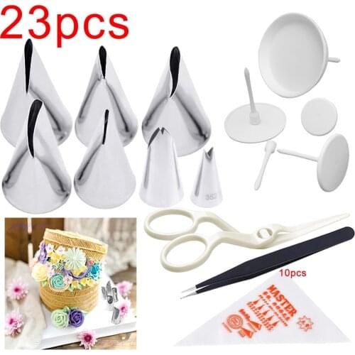 Rose Leaf Baking Tools With Tweezers Flowers Nozzles Creative Icing Piping Nozzle Pastry Tips Sugar Craft Cake Decorating Tools
