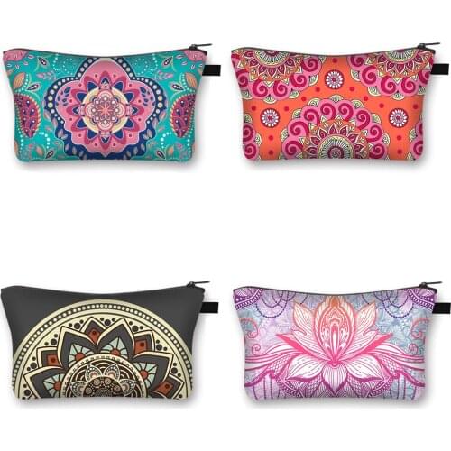 Mandala Datura Flower Cosmetic Bags Women Makeup Bag Ladies Make Up Organizer Travel Bag Large Capacity Girls Cosmetic Case